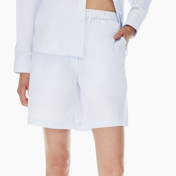 Aritzia Wilfred Free Breeze boxer Shorts High Waisted Poplin Cloud Blue Size S - Picture 1 of 14